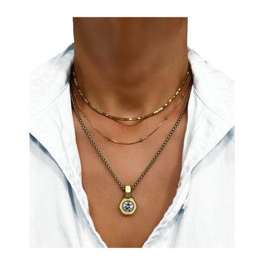 the original brass solitaire necklace