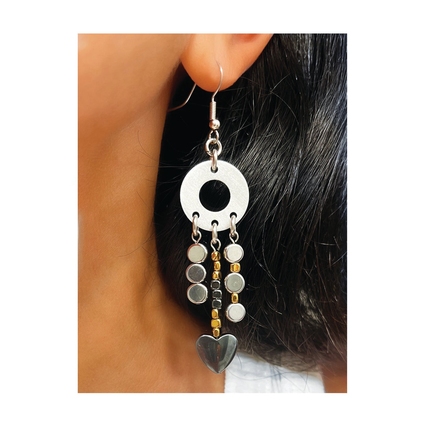 lithos luxe chandelier earrings - hematite