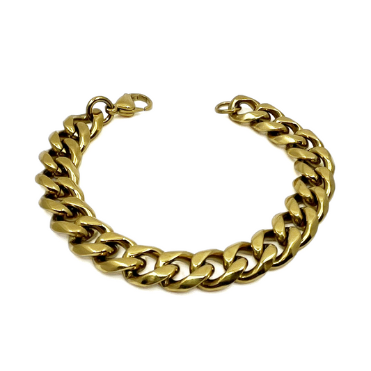 cuban link bracelet - 12mm - gold