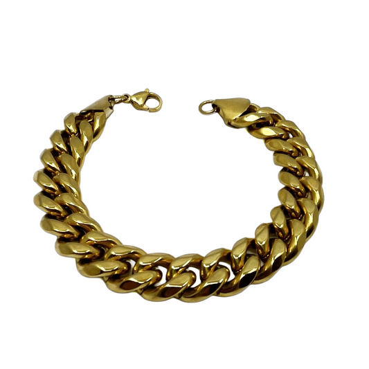 cuban link bracelet - 14mm - gold