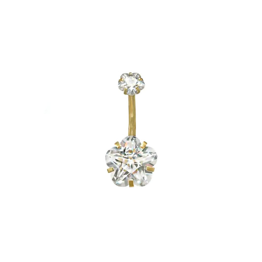 bling flower belly ring