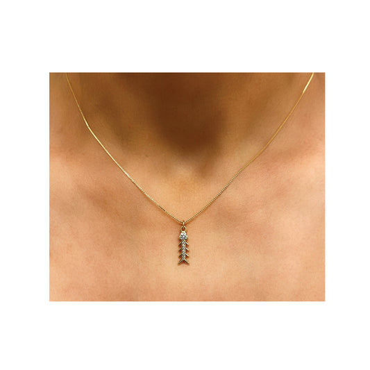 the pavè fishbone necklace