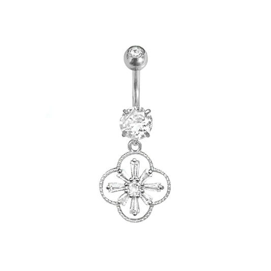 flower dangle belly ring