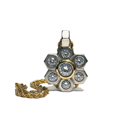 multi metal premier flower - gold rope necklace