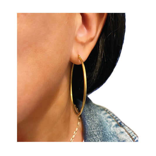 stainless steel hoop earrings - gold