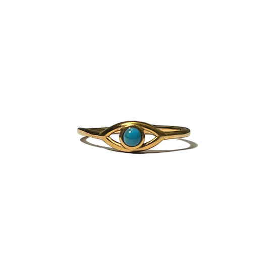 the turquoise evil eye ring - silver or gold