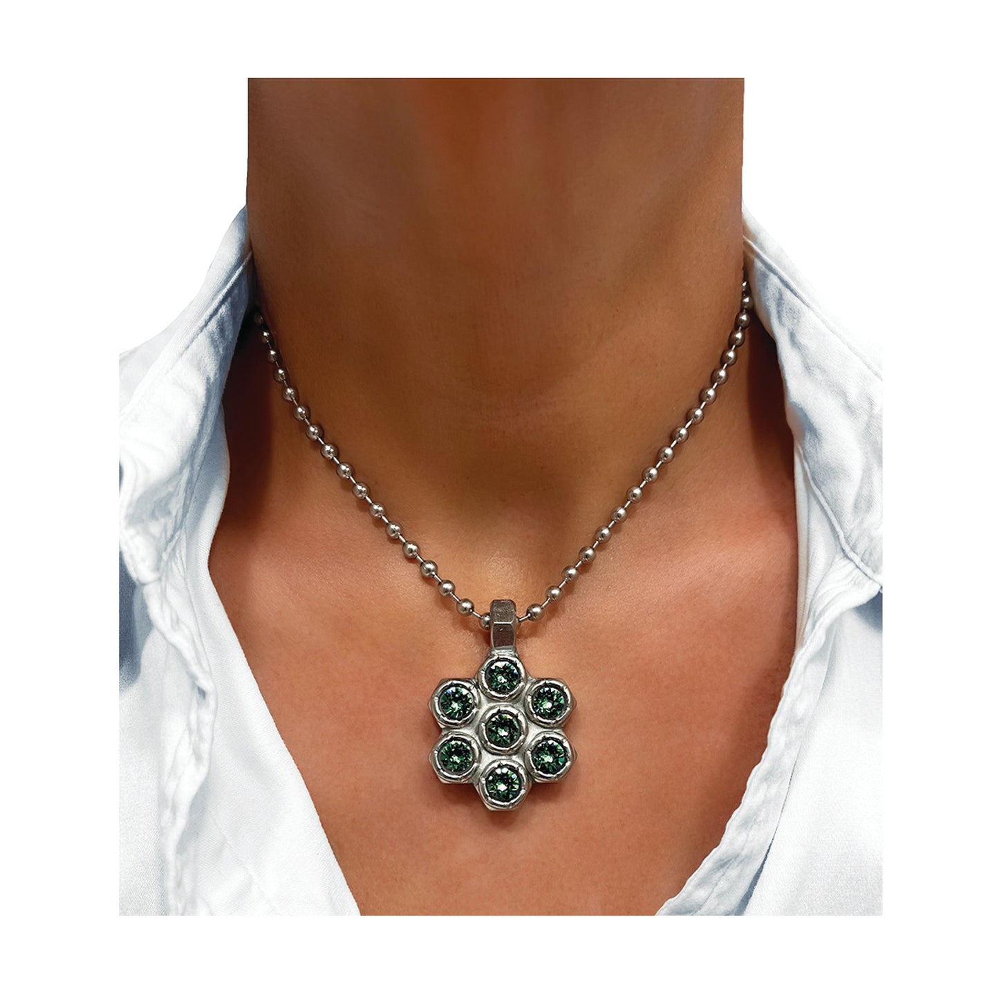 the heavy metal petal petite necklace - mint green