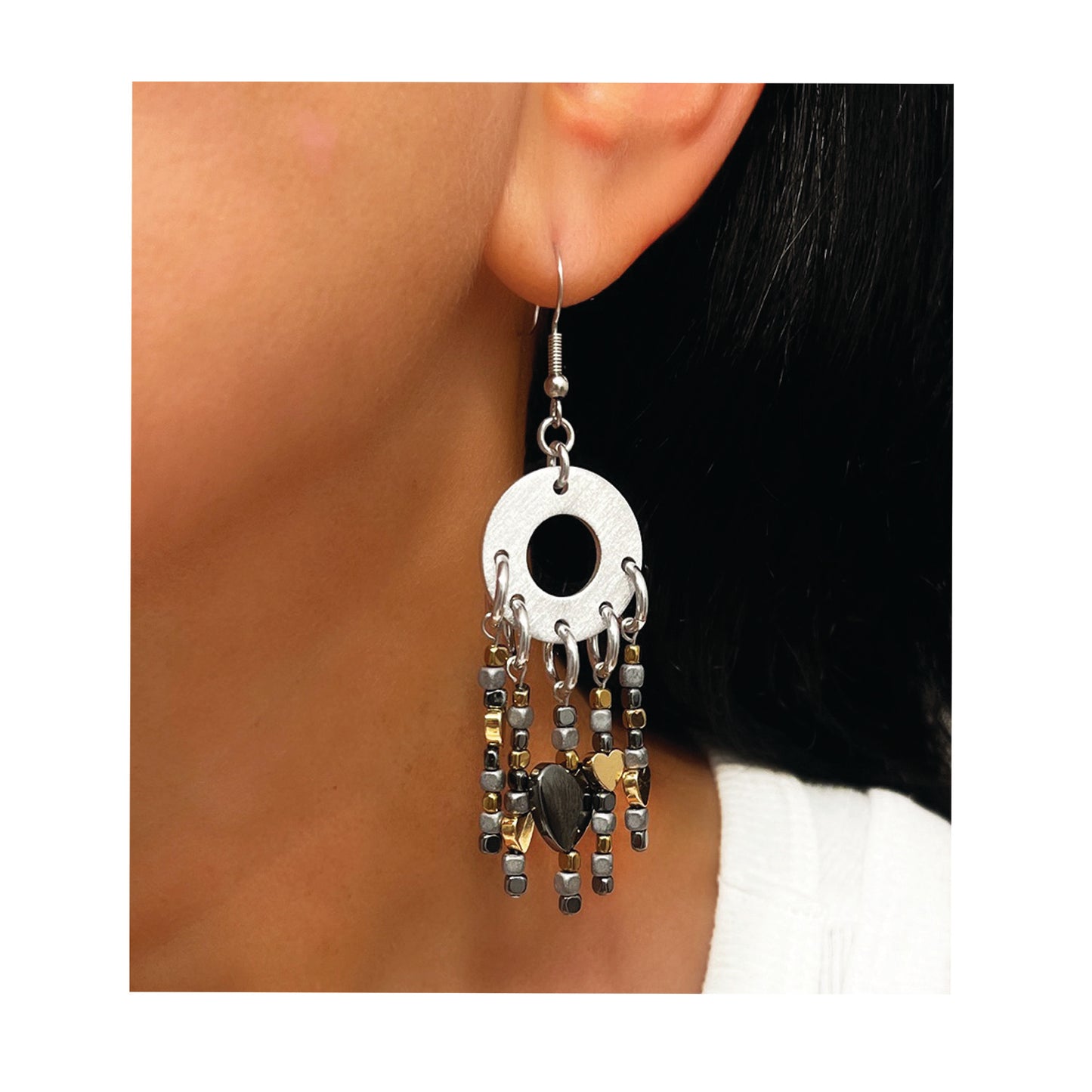 lithos luxe chandelier earrings - hematite