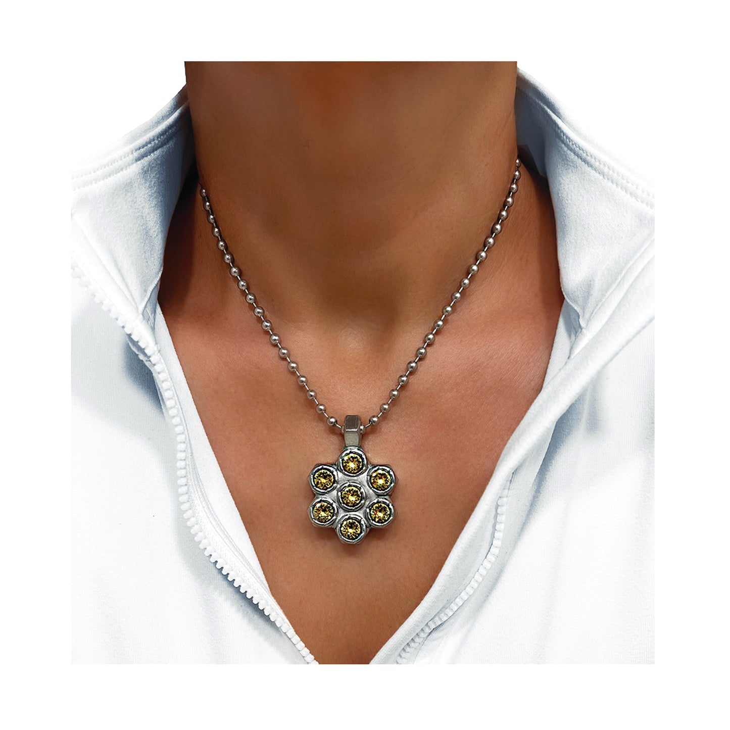 the heavy metal petal petite necklace - Swarovski citrine