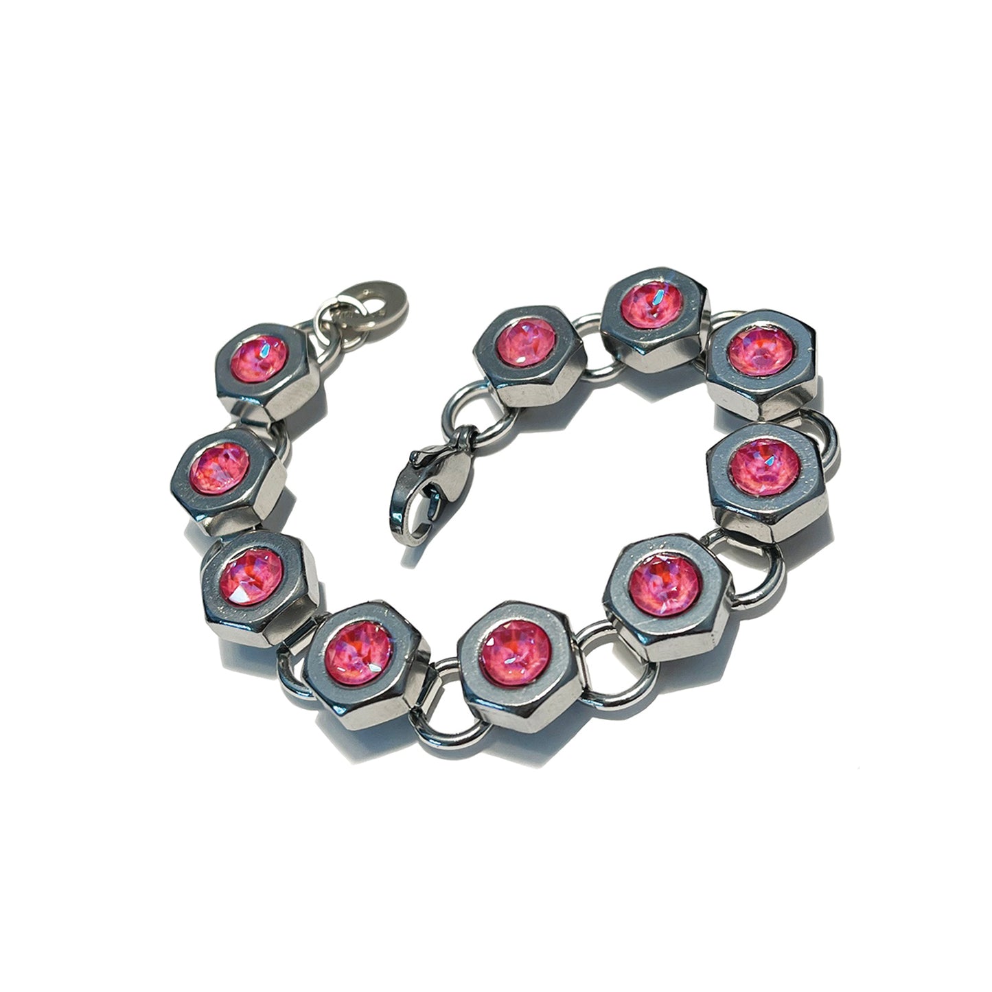 industrial tennis bracelet - Swarovski pink
