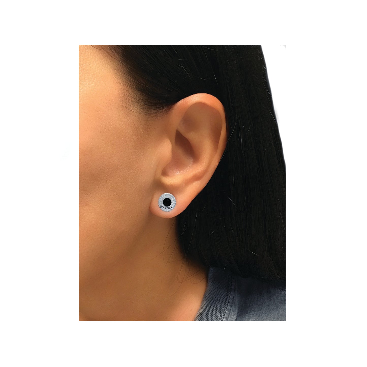 mini aluminum iWEAR washer earrings - black