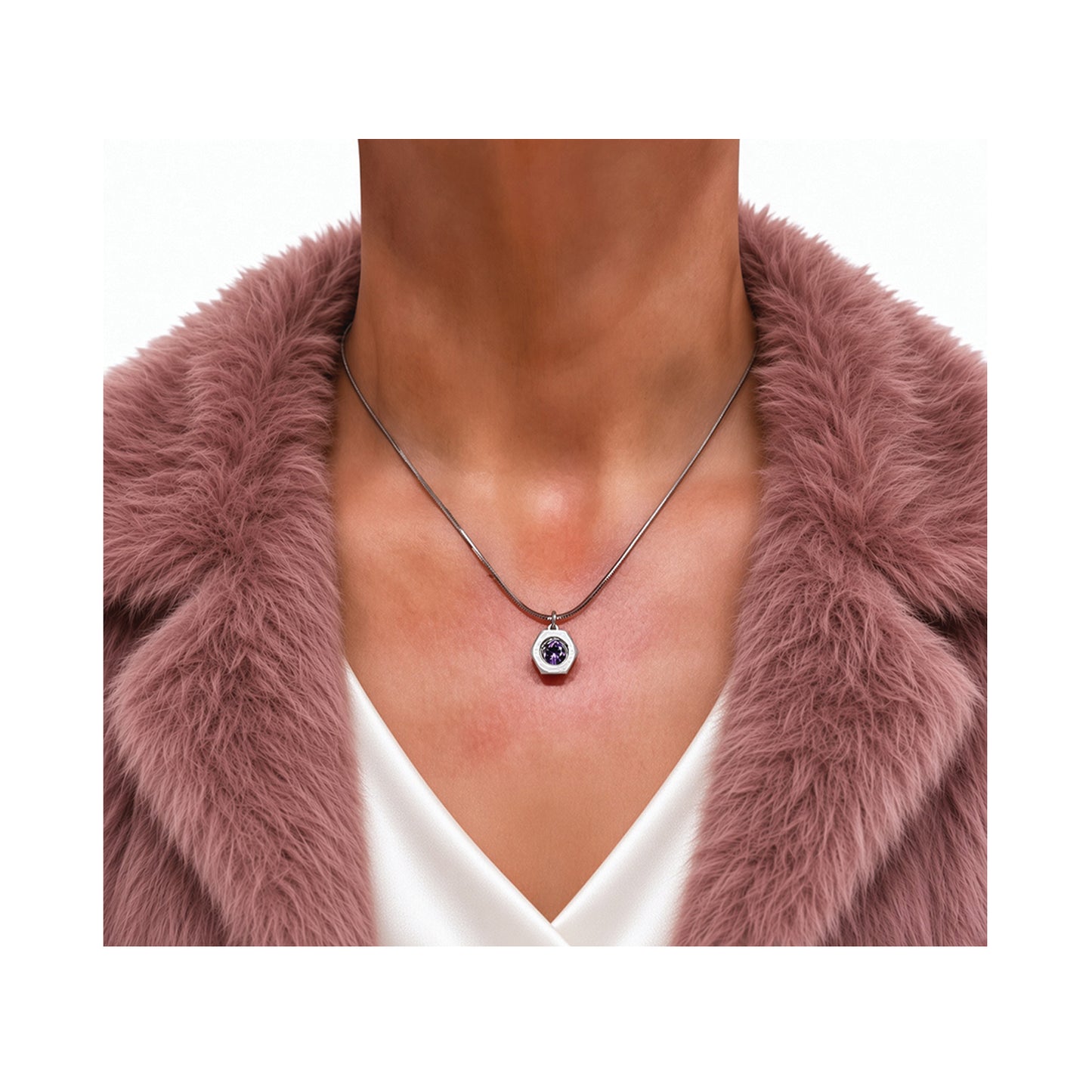 purple reign - mini aluminum solitaire necklace