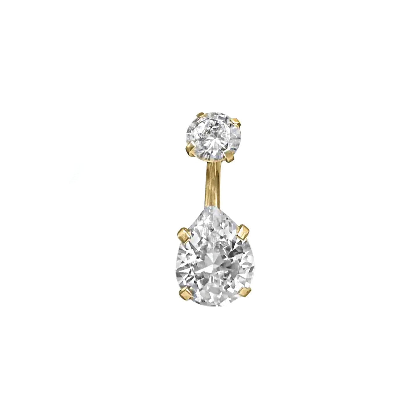 pear solitaire belly ring - gold