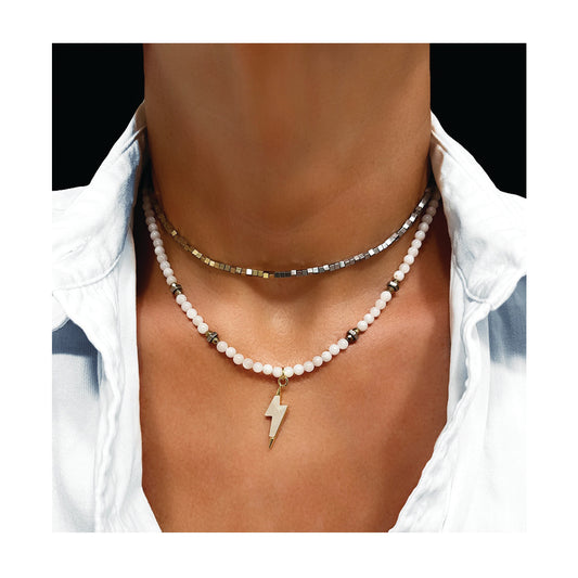 mother of pearl nut and bolt necklace
