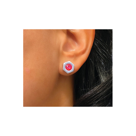 industrial nut Swarovski earrings - pink delight