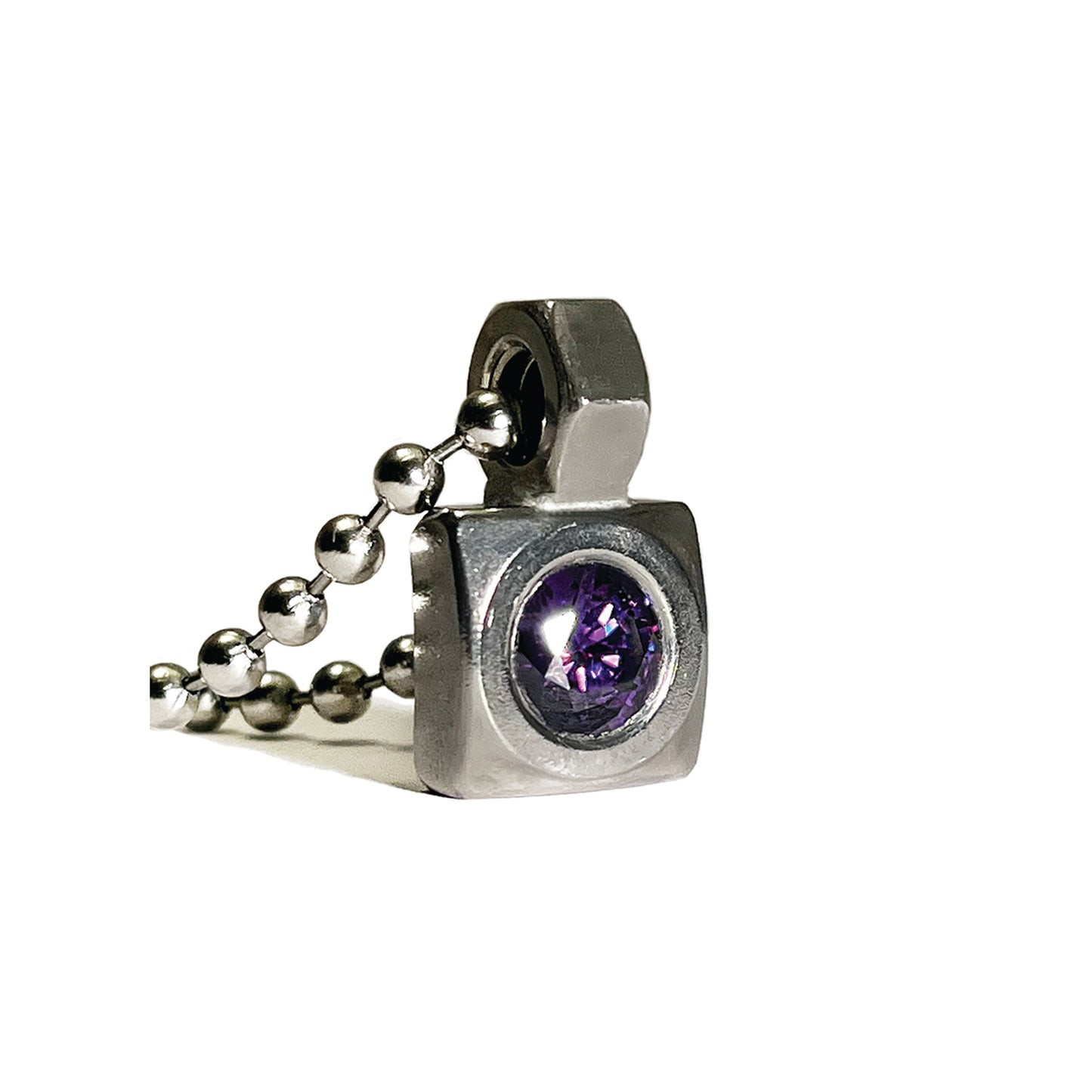 purple reign - stainless steel square solitaire necklace