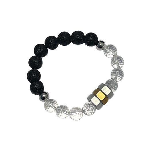 elemental fusion bracelet - crystal quartz & lava stone