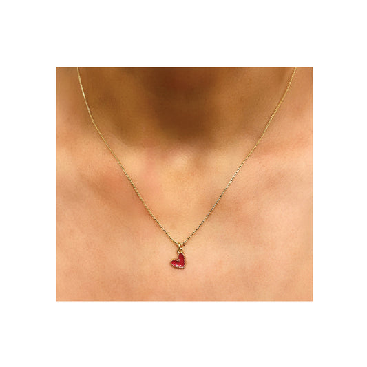 tiny red heart necklace