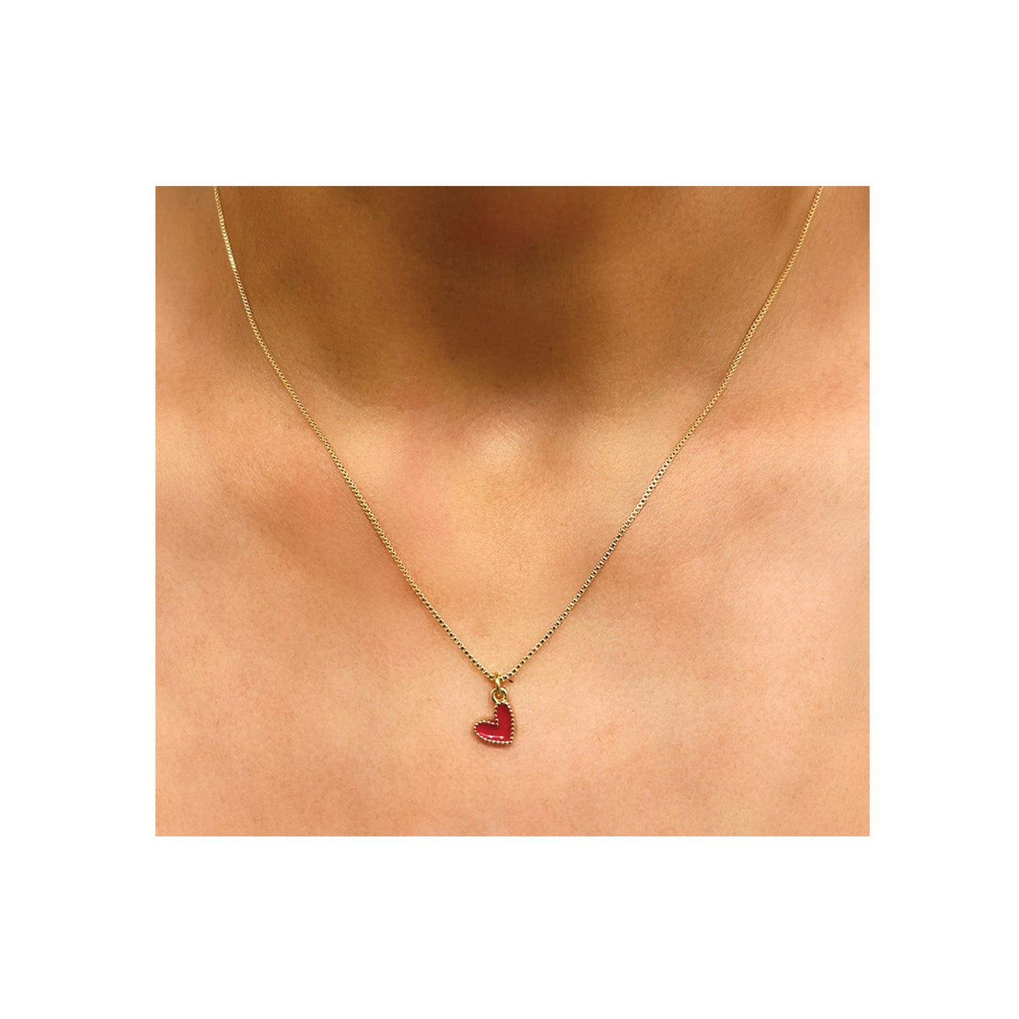 tiny red heart necklace