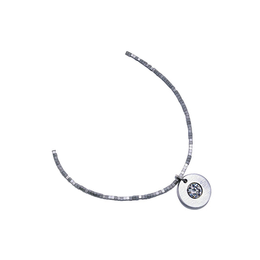 round washer solitaire hematite necklace - aluminum