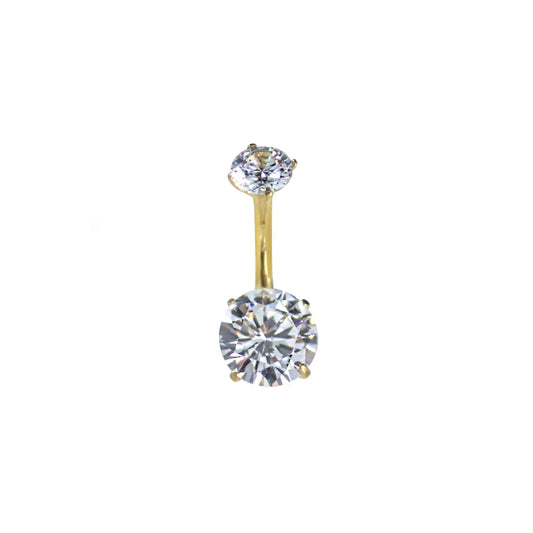 round solitaire belly ring - gold