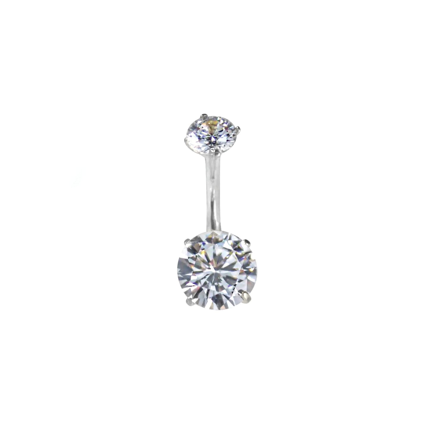 round solitaire belly ring - silver