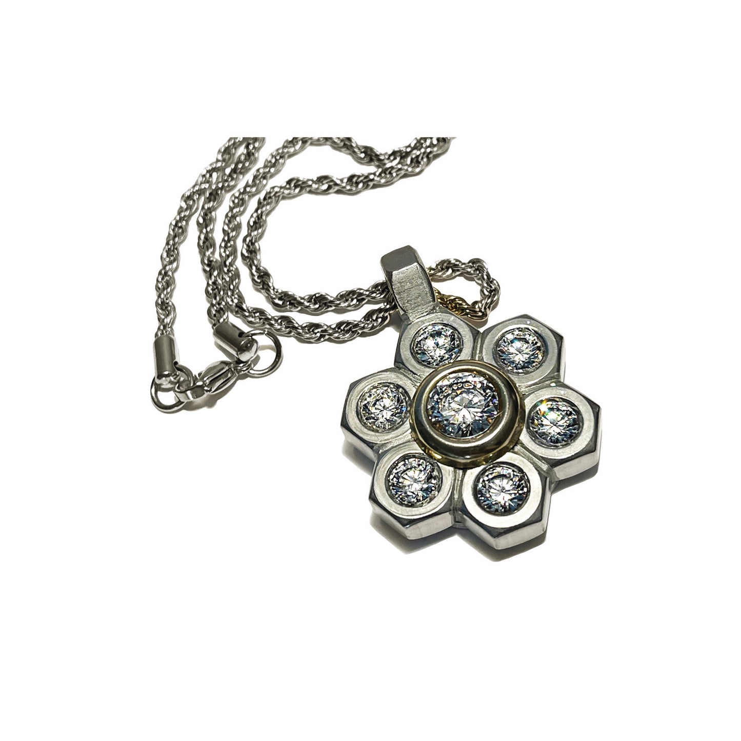 the stainless premier flower - rope necklace