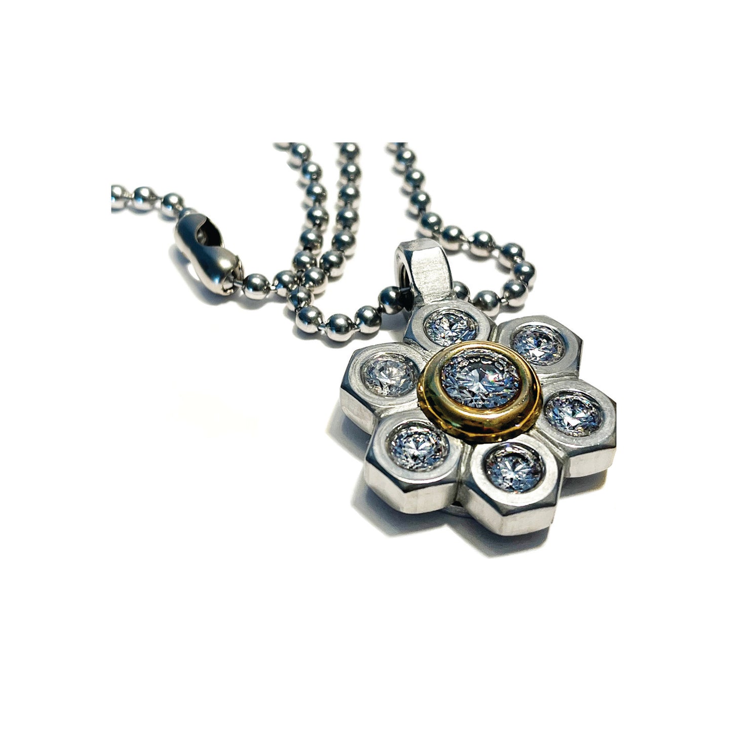multi metal stainless premier flower - stainless ball necklace