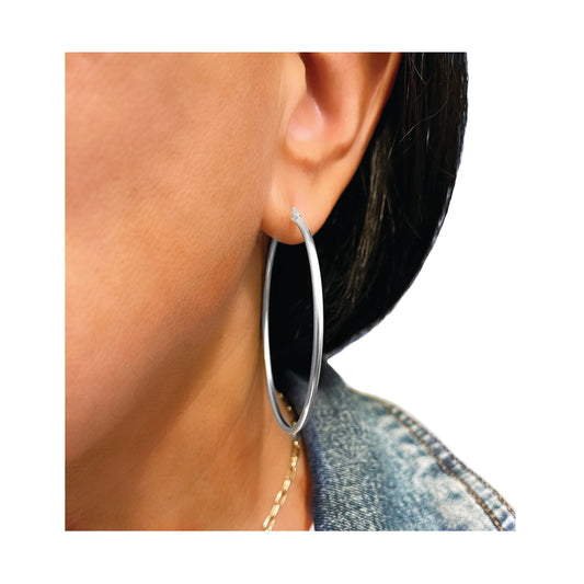 stainless steel hoop earrings - silver