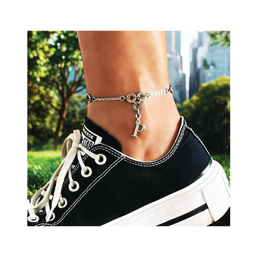 the initial reaction anklet - silver initial
