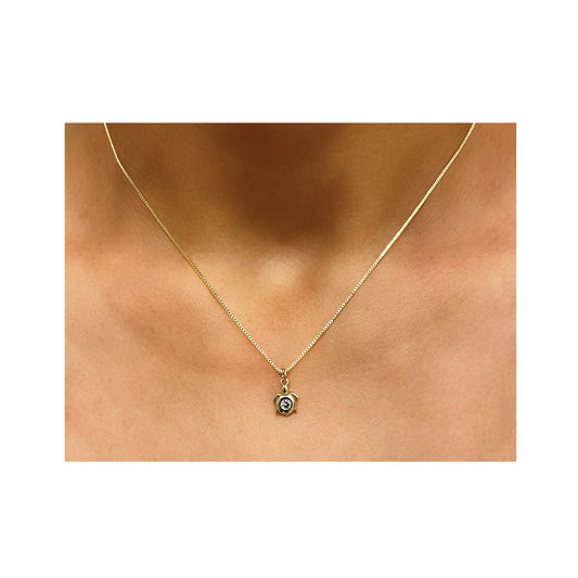 tiny cz sea turtle necklace