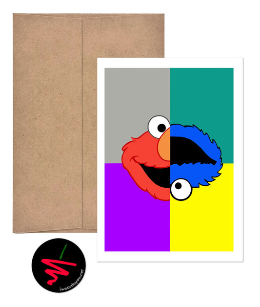 wild thing 2 - elmo/cookie monster greeting card