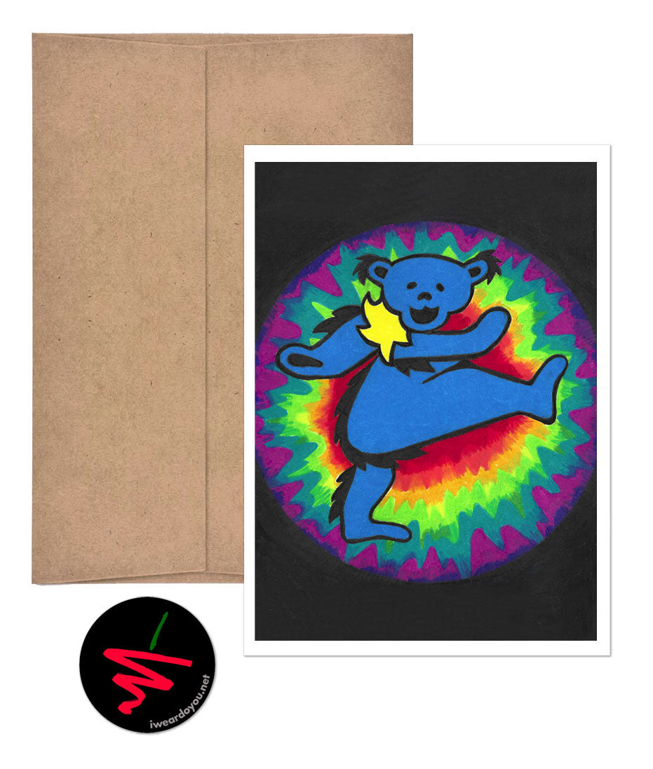 grateful tie-dye bear greeting card