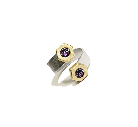double or nuttin' ring - brass/violet