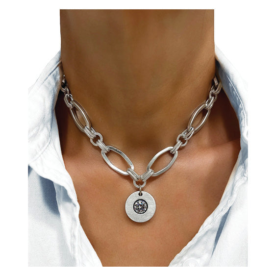 aluminum solitaire necklace - sterling silver