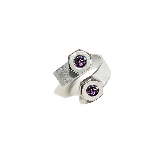 double or nuttin' ring - stainless/violet